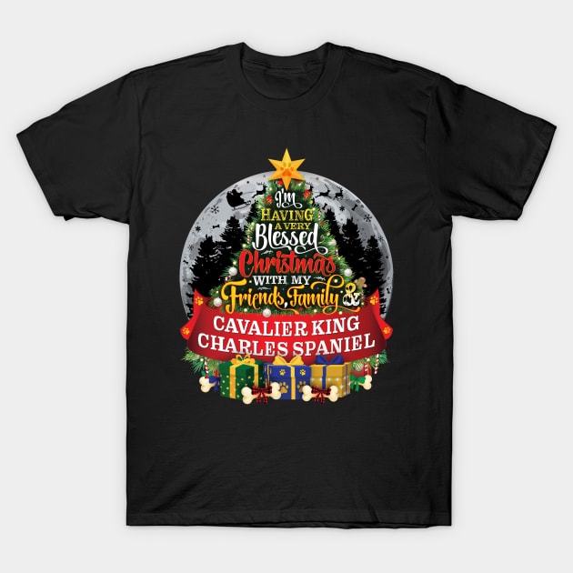 Cavalier King Charles Spaniel Festive Christmas Spruce Fir Tree Paws Gift T-Shirt by MapYourWorld